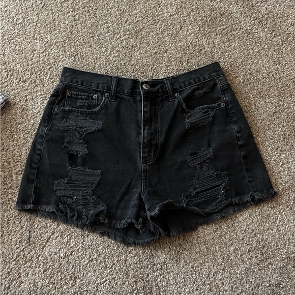 American Eagle Outfitters Pants - American Eagle Outfitters Black Ripped Jean Shorts